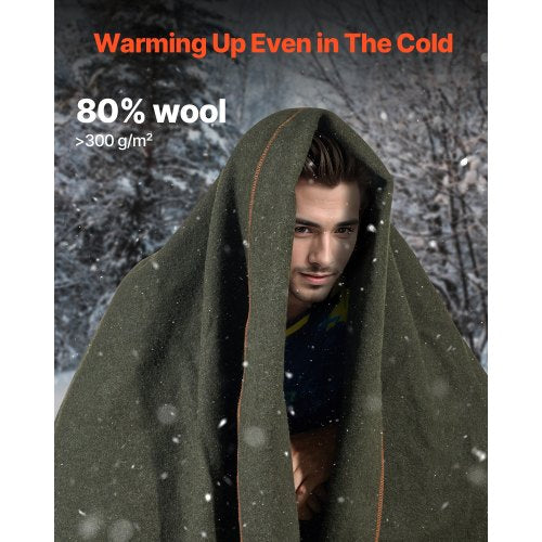 Wool Camping Blanket Large Warm Stadium Blanket Waterproof Windproof