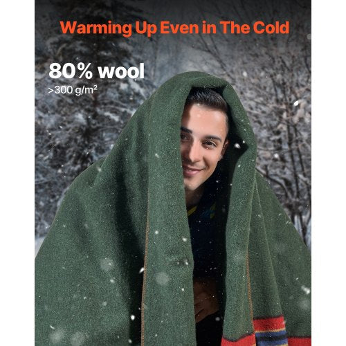 Wool Camping Blanket Large Warm Stadium Blanket Waterproof Windproof