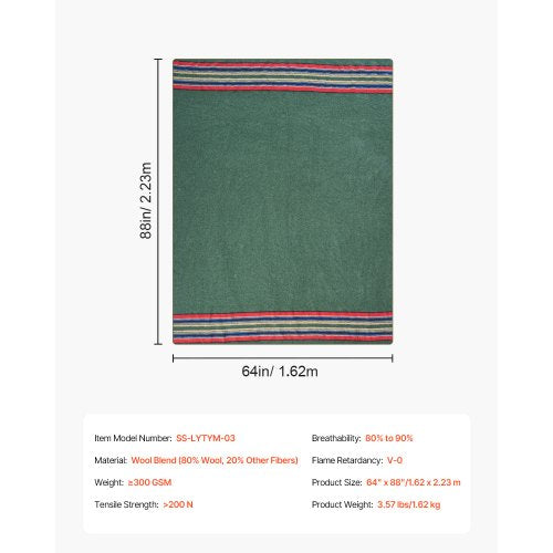Wool Camping Blanket Large Warm Stadium Blanket Waterproof Windproof