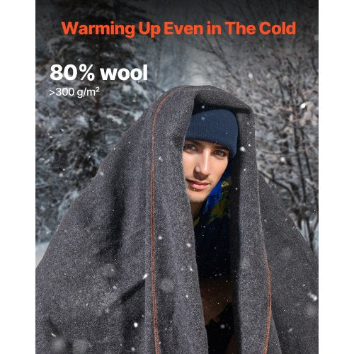 Wool Camping Blanket Large Warm Stadium Blanket Waterproof Windproof