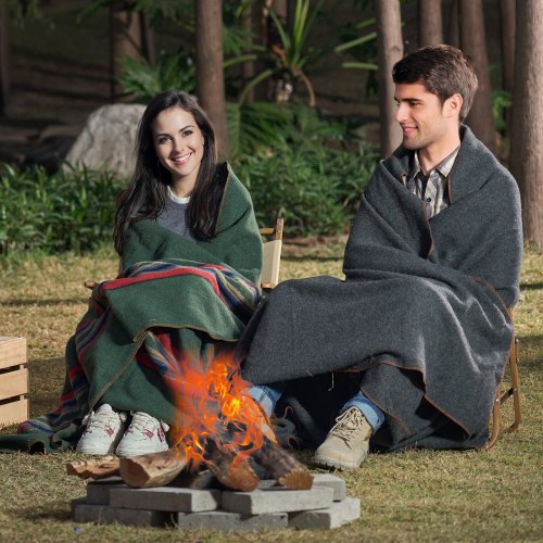 Wool Camping Blanket Large Warm Stadium Blanket Waterproof Windproof