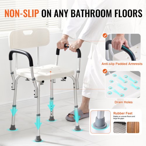 Shower Chair Shower Seat with Back Adjustable Height Shower Stool Shower