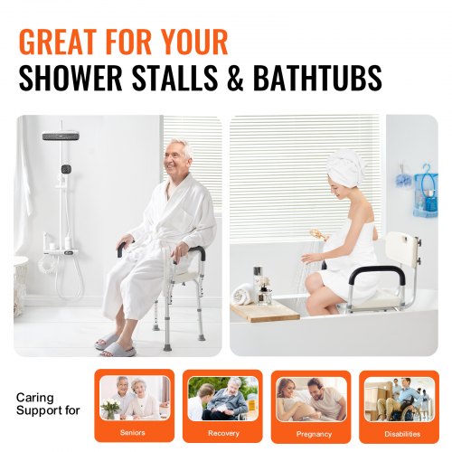 Shower Chair Shower Seat with Back Adjustable Height Shower Stool Shower
