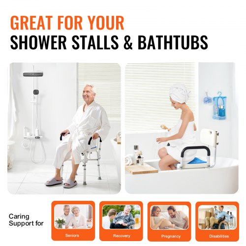 Shower Chair Seat with Padded Arms and Back Shower Stool with Reinforced