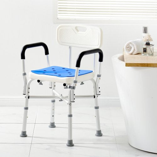 Shower Chair Seat with Padded Arms and Back Shower Stool with Reinforced
