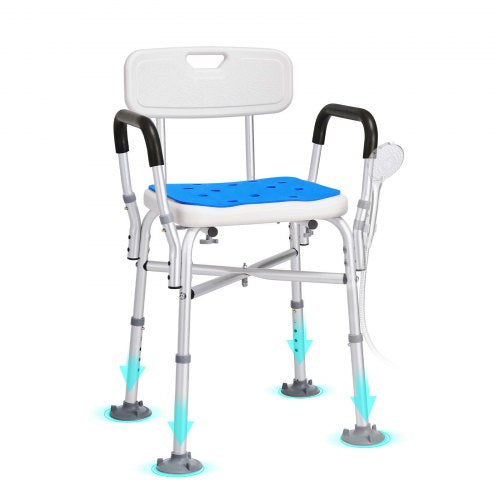 Shower Chair Seat with Padded Arms and Back Shower Stool with Reinforced