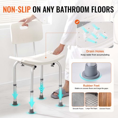 Shower Chair Shower Seat with Back Adjustable Height Shower Stool Shower