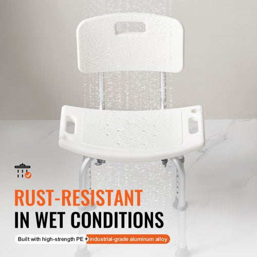 Shower Chair Shower Seat with Back Adjustable Height Shower Stool Shower