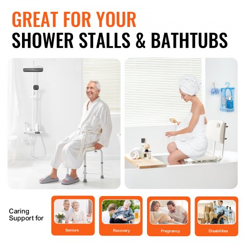 Shower Chair Shower Seat with Back Adjustable Height Shower Stool Shower