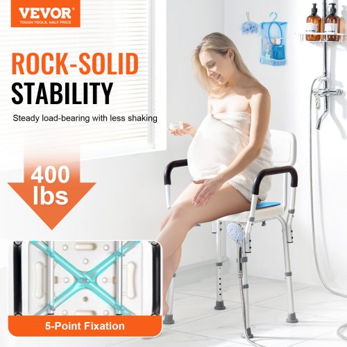 Shower Chair 400 lbs Capacity Shower Seat with Back Adjustable Height