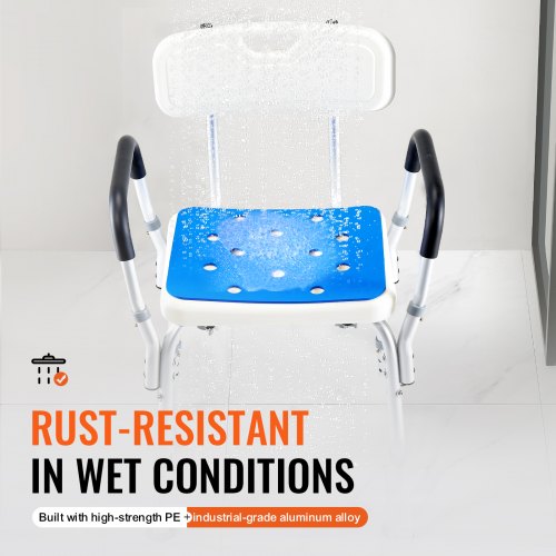 Shower Chair 400 lbs Capacity Shower Seat with Back Adjustable Height