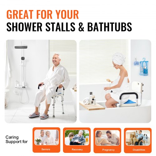 Shower Chair 400 lbs Capacity Shower Seat with Back Adjustable Height