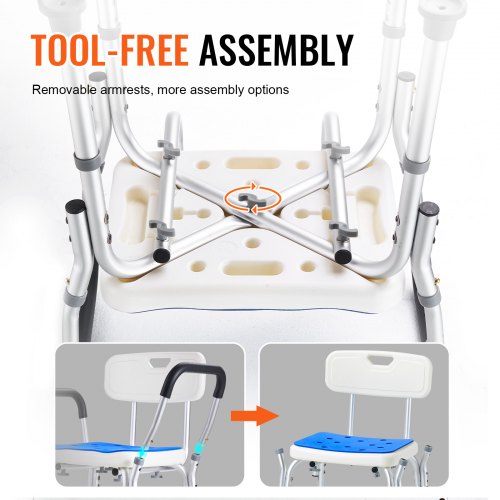 Shower Chair 400 lbs Capacity Shower Seat with Back Adjustable Height