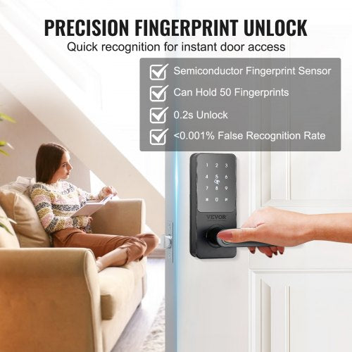 Smart Lock 5in1 Smart Door Knob Fingerprint Deadbolt with App Control
