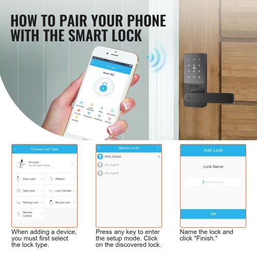 Smart Lock 5in1 Smart Door Knob Fingerprint Deadbolt with App Control