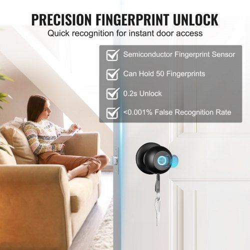 Smart Door Knob Biometric Door Lock Bluetooth Smart Lock Fingerprint Smart