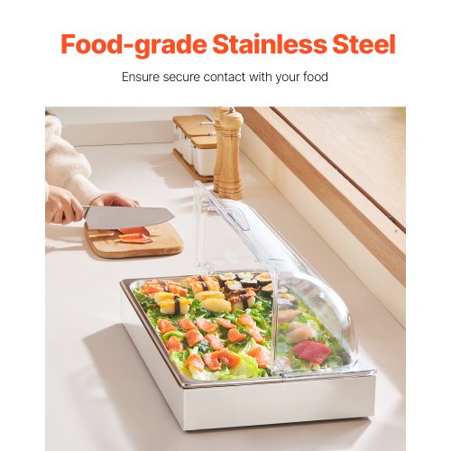Countertop Food Serving Display Container 1 x 1 Pan Stainless Steel Food