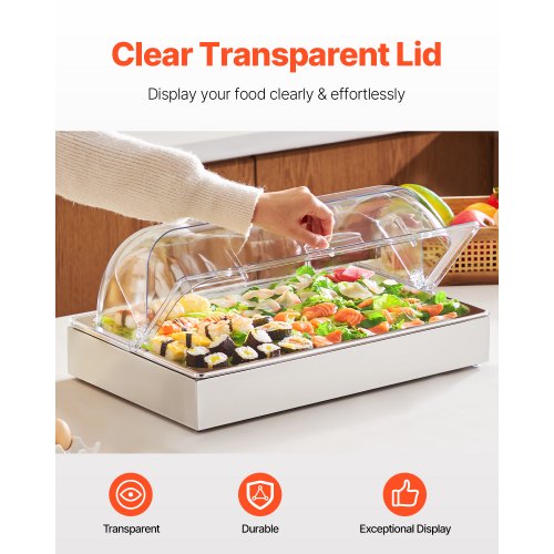 Countertop Food Serving Display Container 1 x 1 Pan Stainless Steel Food