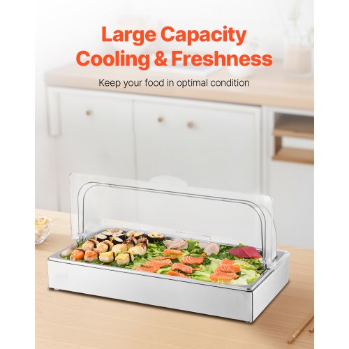 Countertop Food Serving Display Container 1 x 1 Pan Stainless Steel Food