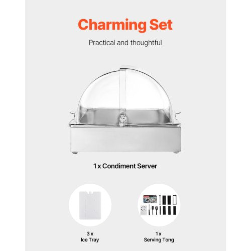 Countertop Food Serving Display Container 1 x 1 Pan Stainless Steel Food