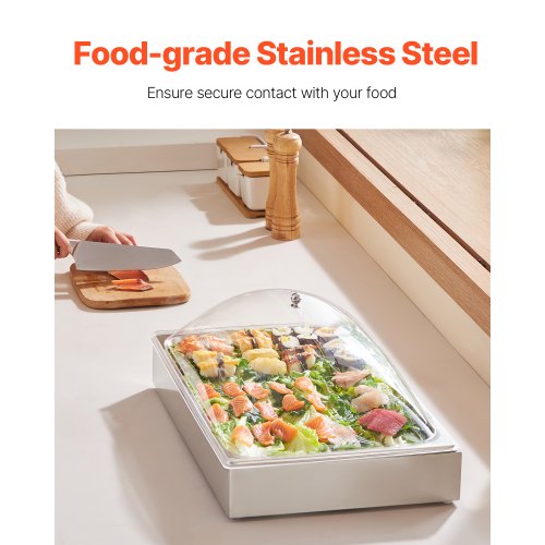 Countertop Food Serving Display Container 1 x 1 Pan Stainless Steel Food
