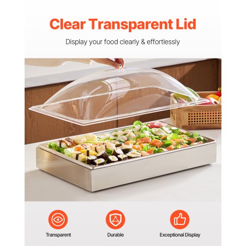 Countertop Food Serving Display Container 1 x 1 Pan Stainless Steel Food