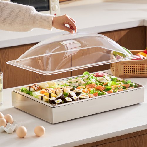Countertop Food Serving Display Container 1 x 1 Pan Stainless Steel Food