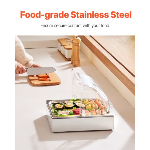 Countertop Food Serving Display Container 1 x 12 Pan Stainless Steel Food