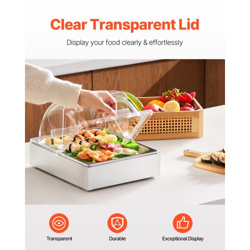 Countertop Food Serving Display Container 1 x 12 Pan Stainless Steel Food
