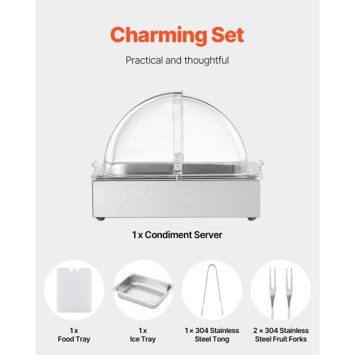 Countertop Food Serving Display Container 1 x 12 Pan Stainless Steel Food
