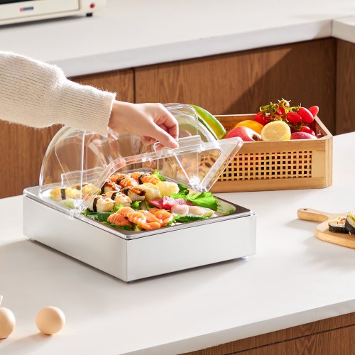 Countertop Food Serving Display Container 1 x 12 Pan Stainless Steel Food