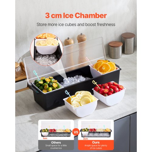 Chilled Condiment Server 4 Compartment Ice Cooled Condiment Serving