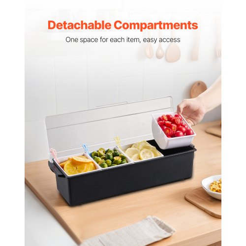 Chilled Condiment Server 4 Compartment Ice Cooled Condiment Serving