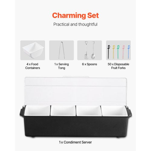Chilled Condiment Server 4 Compartment Ice Cooled Condiment Serving