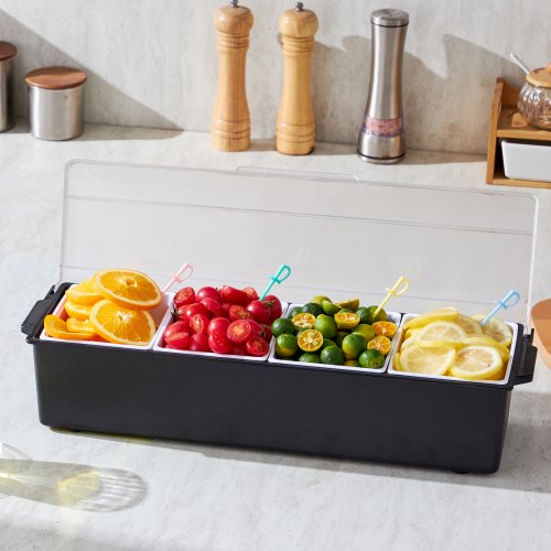 Chilled Condiment Server 4 Compartment Ice Cooled Condiment Serving