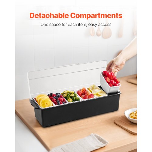 Chilled Condiment Server 6 Compartment Ice Cooled Condiment Serving