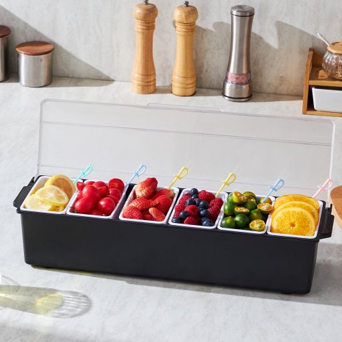 Chilled Condiment Server 6 Compartment Ice Cooled Condiment Serving