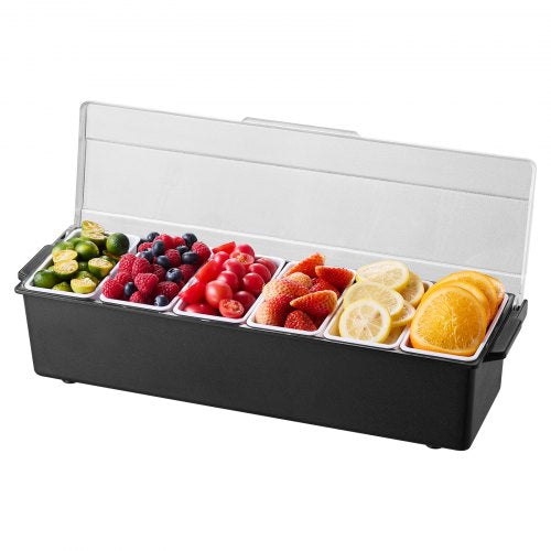 Chilled Condiment Server 6 Compartment Ice Cooled Condiment Serving