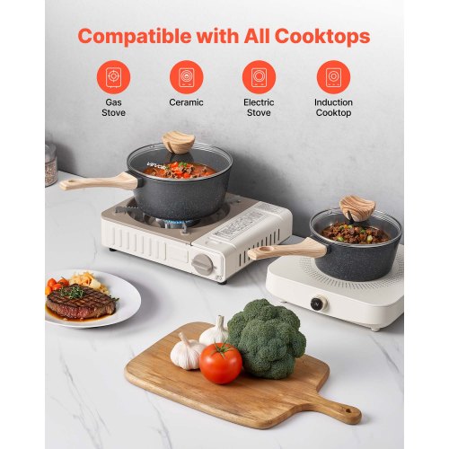 Saucepan Set 1.5 QT 2.5 QT Nonstick Saucepan with Glass Lids