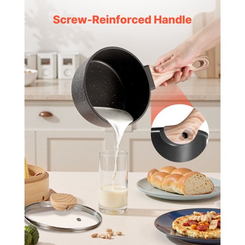 1.5 QT Saucepan Nonstick Saucepan with Tempered Glass Lid Multipurpose