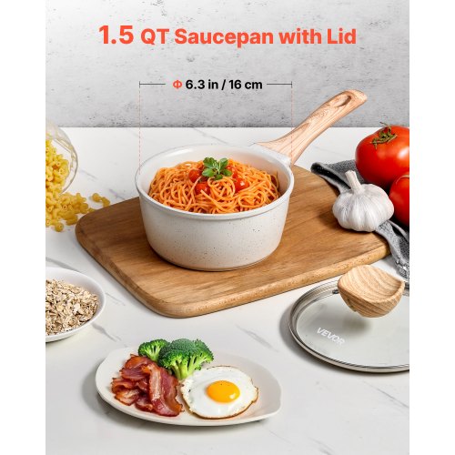 1.5 QT Saucepan Nonstick Saucepan with Tempered Glass Lid Multipurpose 1