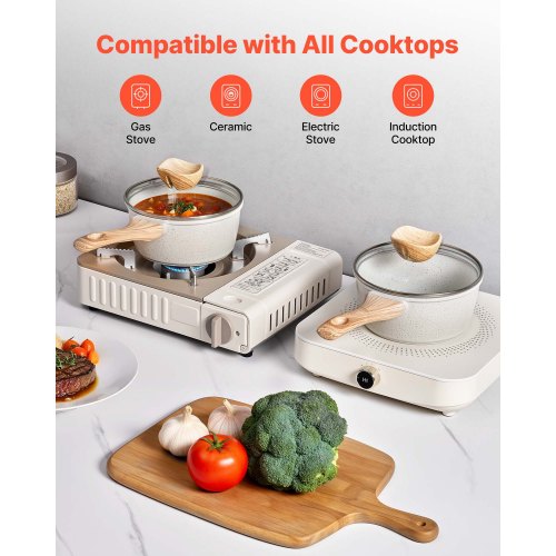 1.5 QT Saucepan Nonstick Saucepan with Tempered Glass Lid Multipurpose 1