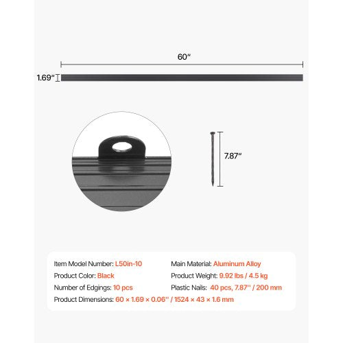 Metal Landscape Edging 10 Packs 60 in RustResistant Aluminum Alloy