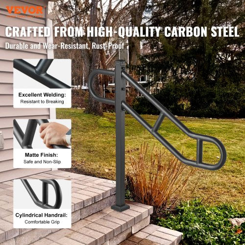 Single Post Handrail for Outdoor 13 Steps 405 L x 354 H Metal Bent