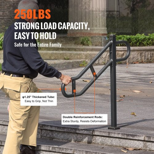 Single Post Handrail for Outdoor 13 Steps 405 L x 354 H Metal Bent