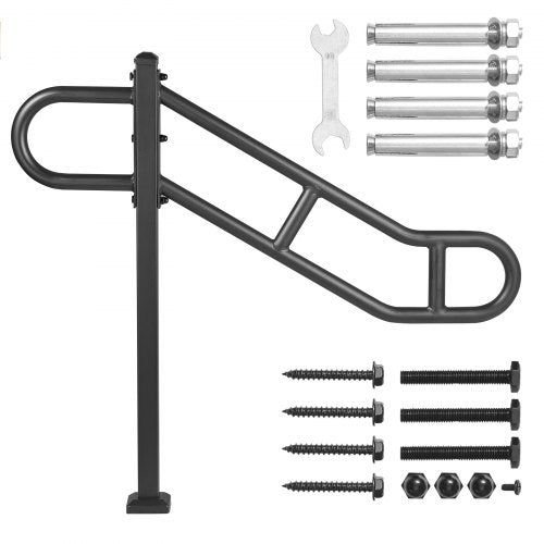 Single Post Handrail for Outdoor 13 Steps 405 L x 354 H Metal Bent