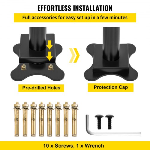 Outdoor Stair Railing Kit 3 FT Handrails 13 Steps Adjustable Angle Black