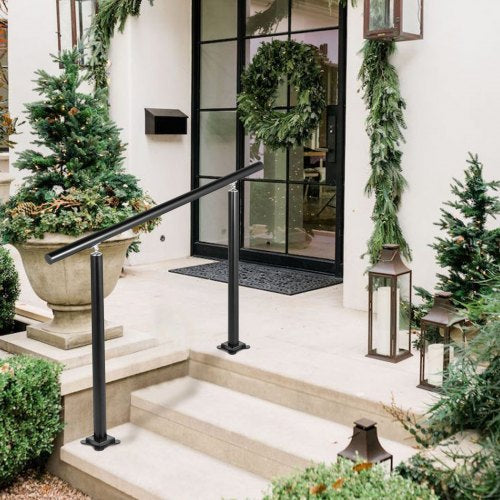 Outdoor Stair Railing Kit 3 FT Handrails 13 Steps Adjustable Angle Black