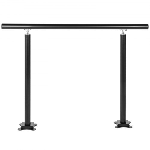 Outdoor Stair Railing Kit 3 FT Handrails 13 Steps Adjustable Angle Black