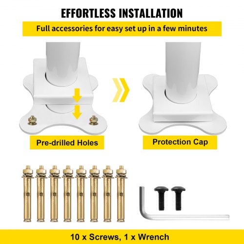 Outdoor Stair Railing Kit 4 FT Handrails 14 Steps Adjustable Angle White